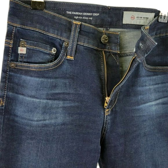 AG Farrah High Rise Skinny Crop Raw Hem Jean in 2 Years Beginning, Dark - Picture 6 of 9